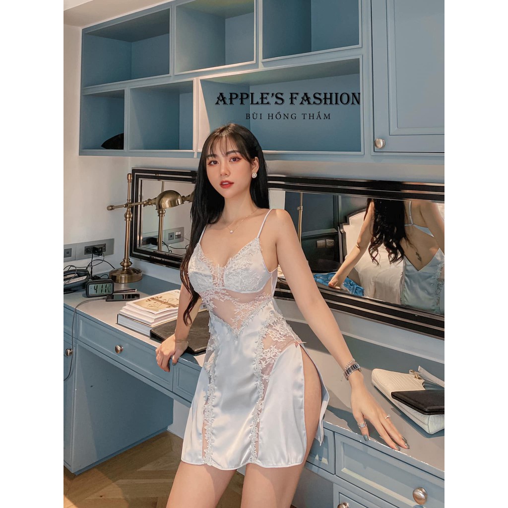 Váy ngủ hai dây lụa satin sexy cao cấp Đầm mặc nhà gợi cảm quyến rũ