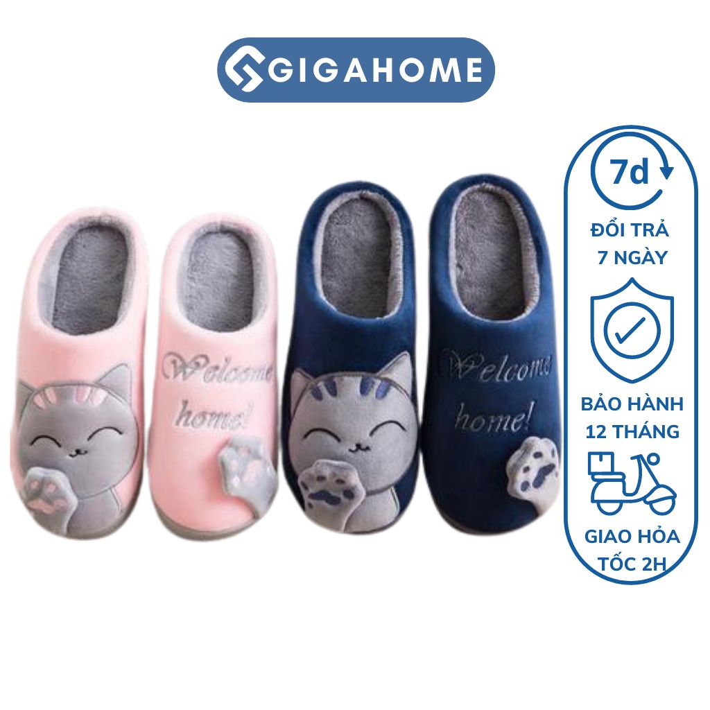 Dép Bông Bít Mũi Nam Nữ Đi Trong Nhà GIGAHOME Quai Hình Mèo Cute 7779