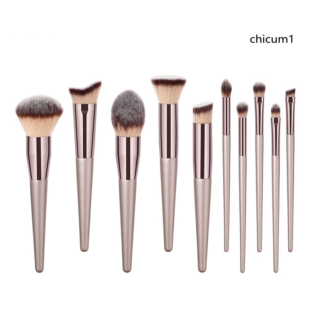 [Hàng mới về] Cọ Trang Điểm Đánh Phấn Nền Cán Vàng Nâu Tiện Dụng