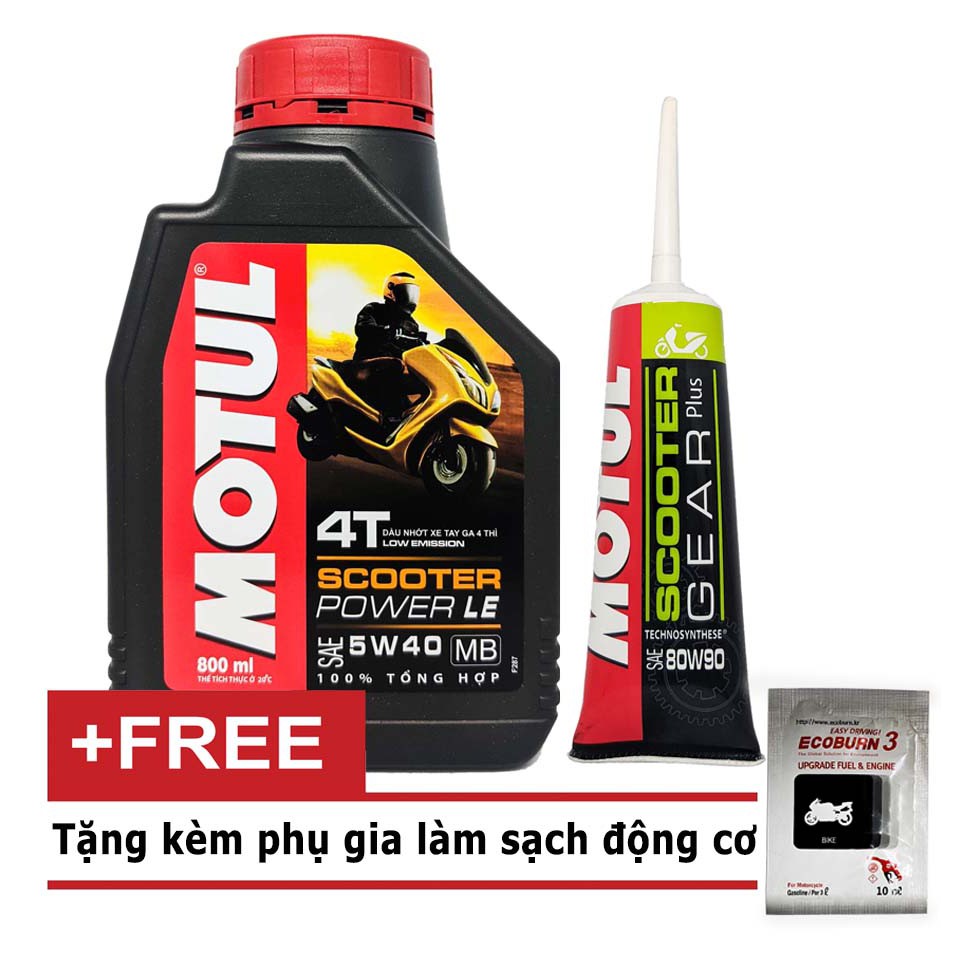 COMBO TAY GA MOTUL SCOOTER POWER LE 10W40-800ml(0.8L)+ Nhớt Lap hộp số Motul Gear Oil 80W90 120ml