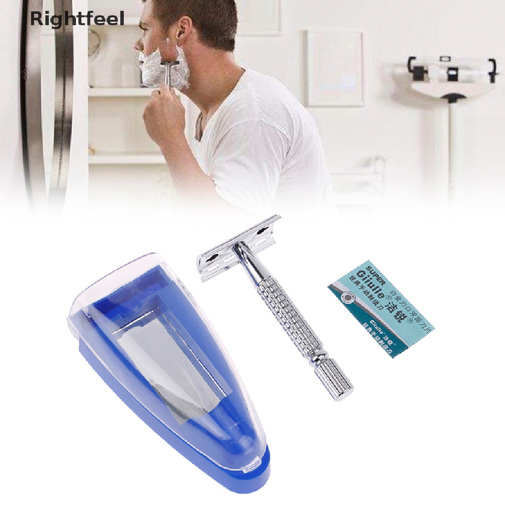 [Hàng mới về] Dao cạo râu tay cầm bằng thép hai cạnh cầm tay với lưỡi mới