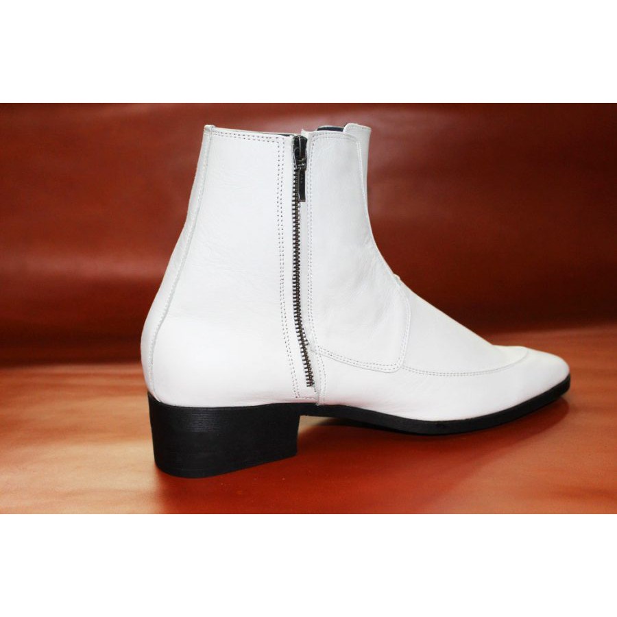 Giày boot nam da bò thật màu trắng. Mã số: B200