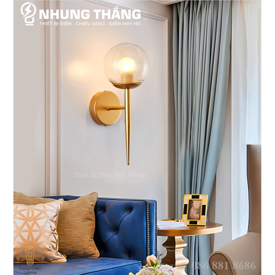 Đèn Treo Tường Mặt Trăng 6017 Thân Vàng - Kiểu Dáng Sang Trọng - Tặng kèm Bóng Led -Energy Green Lighting-Bảo Hành 1 Năm