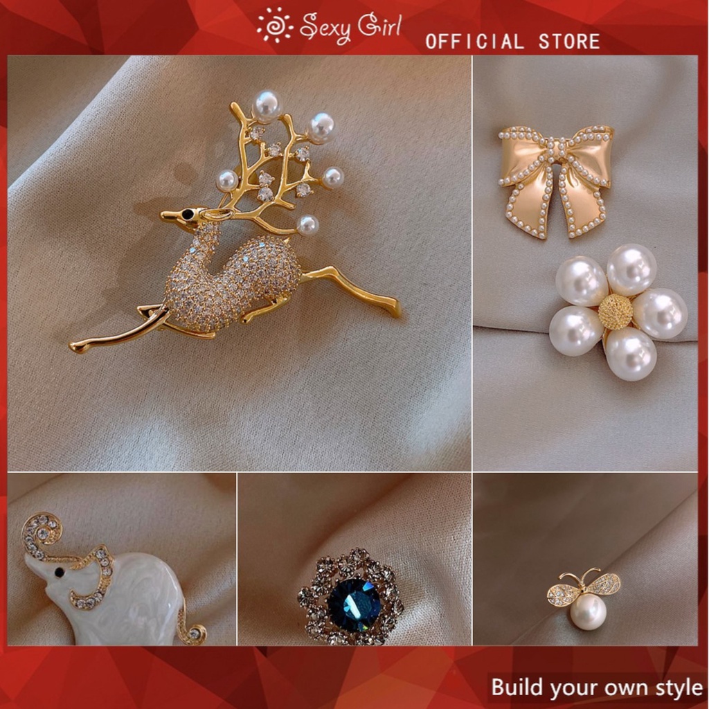 Ghim Cài Áo Hình Nơ Đính Ngọc Trai Thiết Kế Đơn Giản Thời Trang