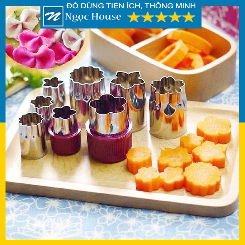 Bộ Dụng Cụ Tỉa Củ Quả 8 Món Inox Tạo Hình Trên Bánh, Bột - Ngọc House