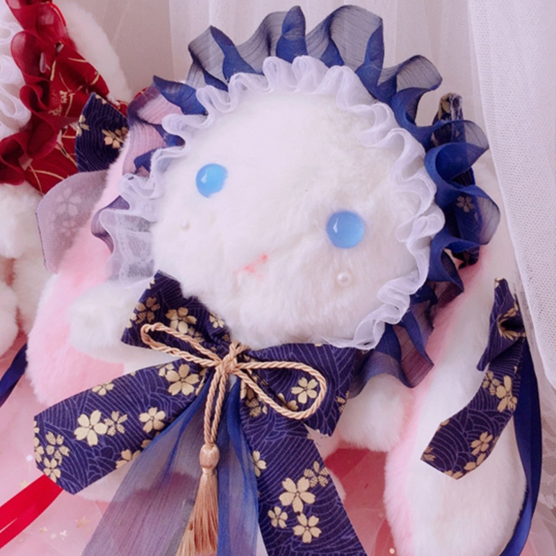 Túi Đeo Chéo Hình Thỏ Nhồi Bông Đính Ngọc Trai Phong Cách Lolita Dễ Thương