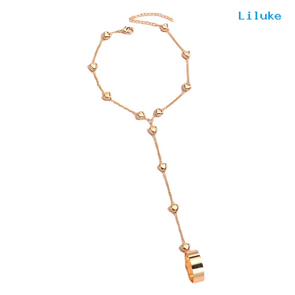 Bộ Nhẫn + Vòng Đeo Tay + Nhẫn + Đôi Khuyên Tai Hình Trái Tim Bằng Hợp Kim Màu Trơn Đơn Giản Thời