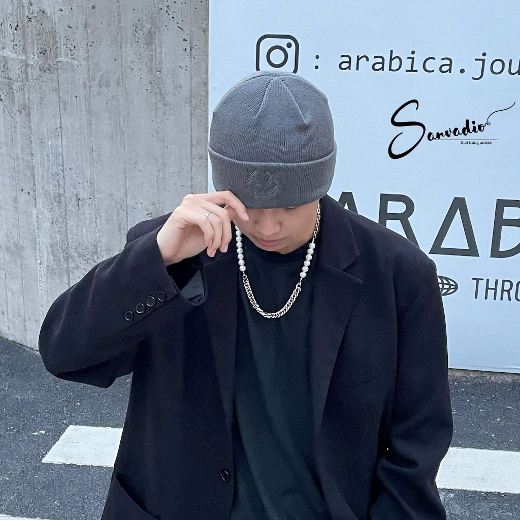 Mũ Len Nam Nữ mặt cười Unisex Nhiều Màu SANVADIO - Nón Len Beanie Phong Cách Hàn Quốc Cực Ngầu MU02