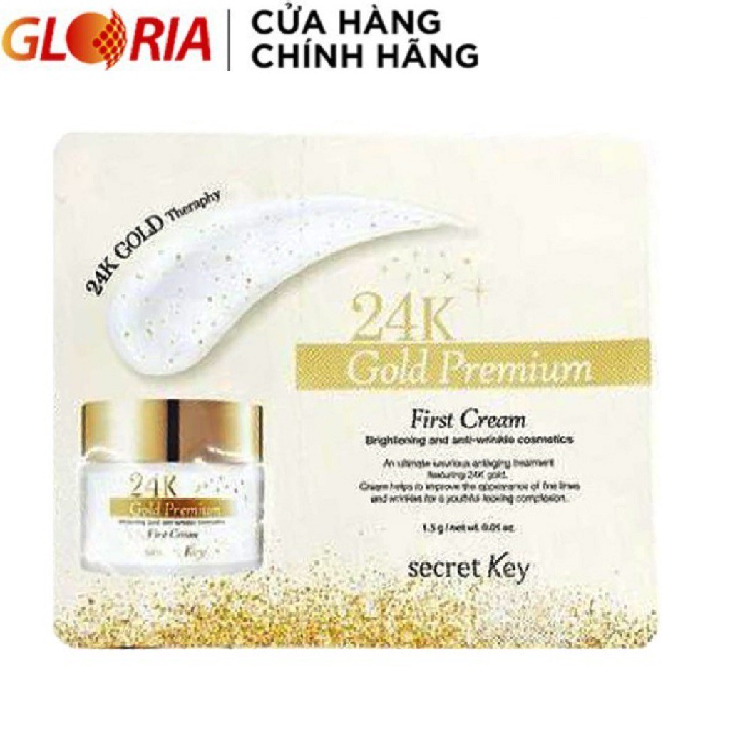 [Mã COSGLORIAT4 -8% đơn 250K] [Sample] Kem Dưỡng Trắng Da Chống Lão Hóa 24K Secret Key Gold Premium First Cream 1.5g