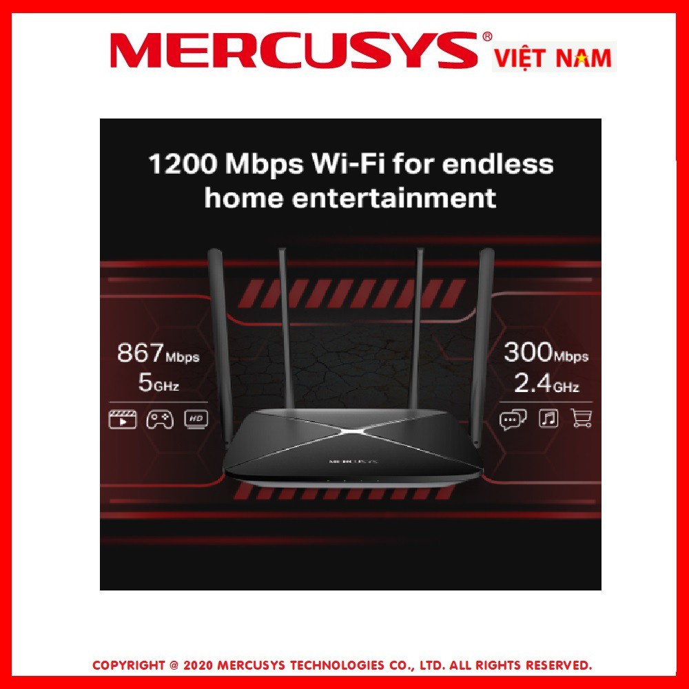 Bộ phát Router Wi-Fi Băng Tần Kép AC1200 Mercusys AC12 | BigBuy360 - bigbuy360.vn