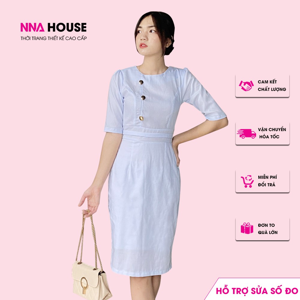 Đầm dự tiệc dáng xuông lịch sự - Váy công sở sang trọng NNAHOUSE Mã NA217