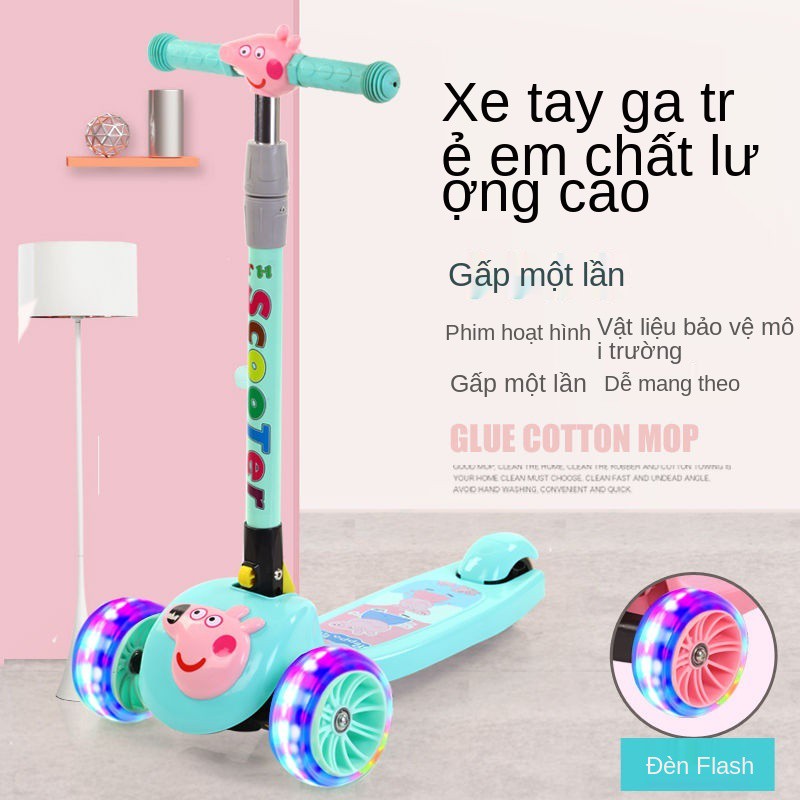 Xe máy điện trẻ em Piggy Peppa, ba bánh cho bé, bé trai và gái đều có thể đi