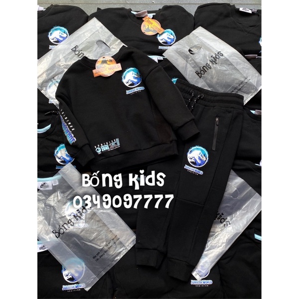 Bộ Nỉ Bé Trai Khủg Log Đen PR