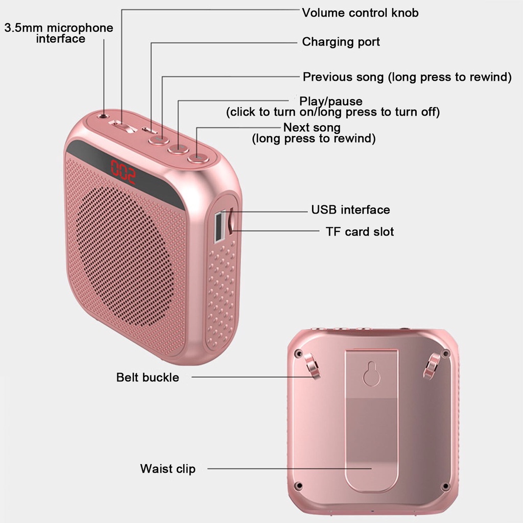 Loa Khuếch Đại Giọng Nói Đa Năng 5W 2200mAh Có Micro Cho Giáo Viên | BigBuy360 - bigbuy360.vn