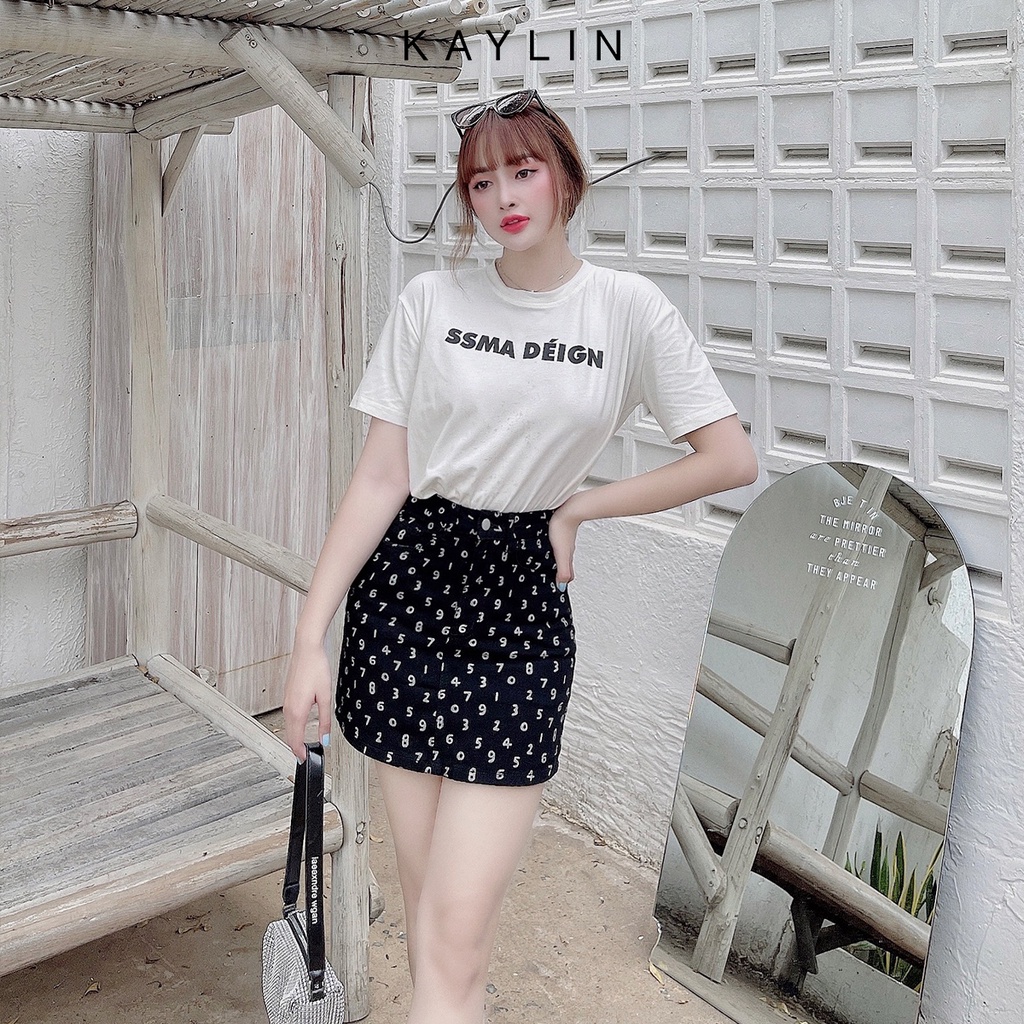 Chân váy jean họa tiết số phong cách KAYLIN - N1572