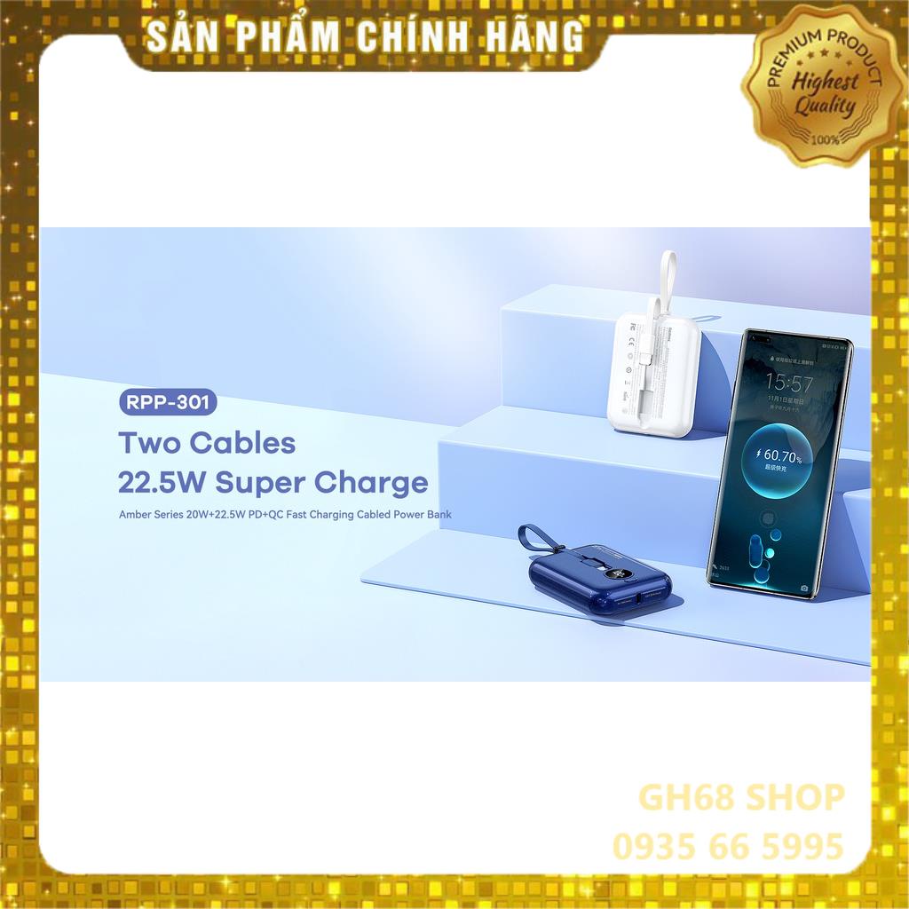 Sạc Dự Phòng Sạc Nhanh 20W + 22.5W PD + QC RPP-301 10000mAh - Chính Hãng Remax