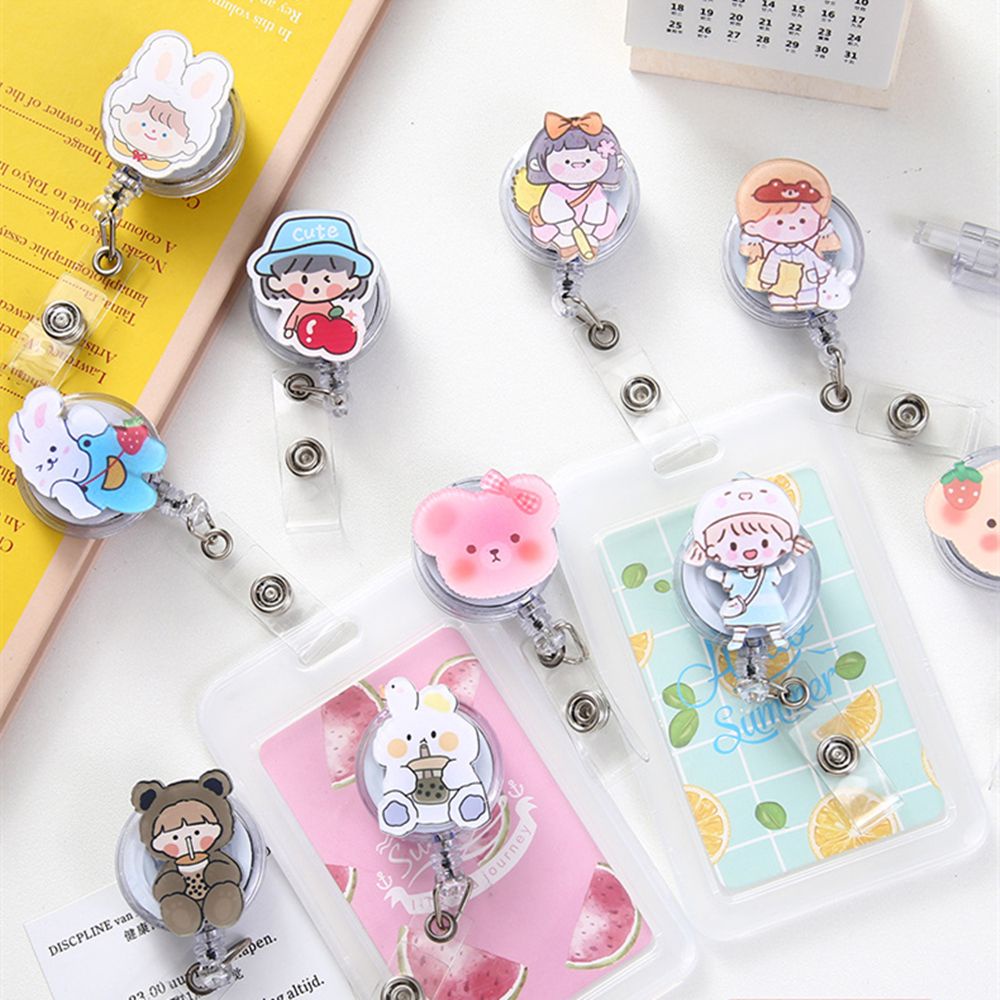 Kẹp gắn bao đựng thẻ ID co dãn thiết kế họa tiết dễ thương