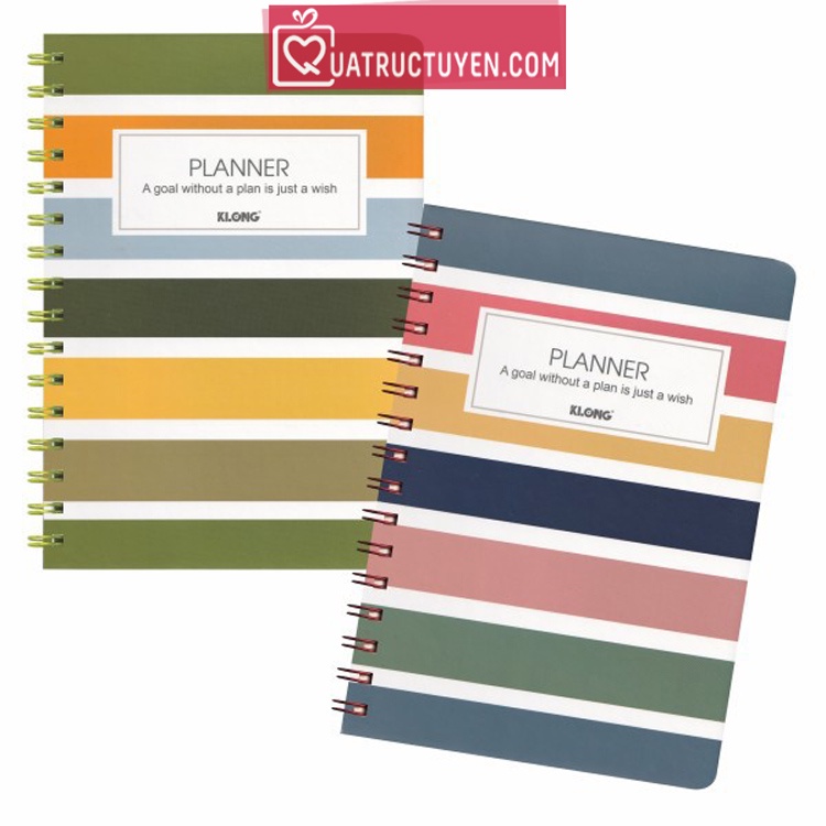 Sổ tay kế hoạch Klong lò xo kép sọc ngang Planner A5-MS945-200 trang