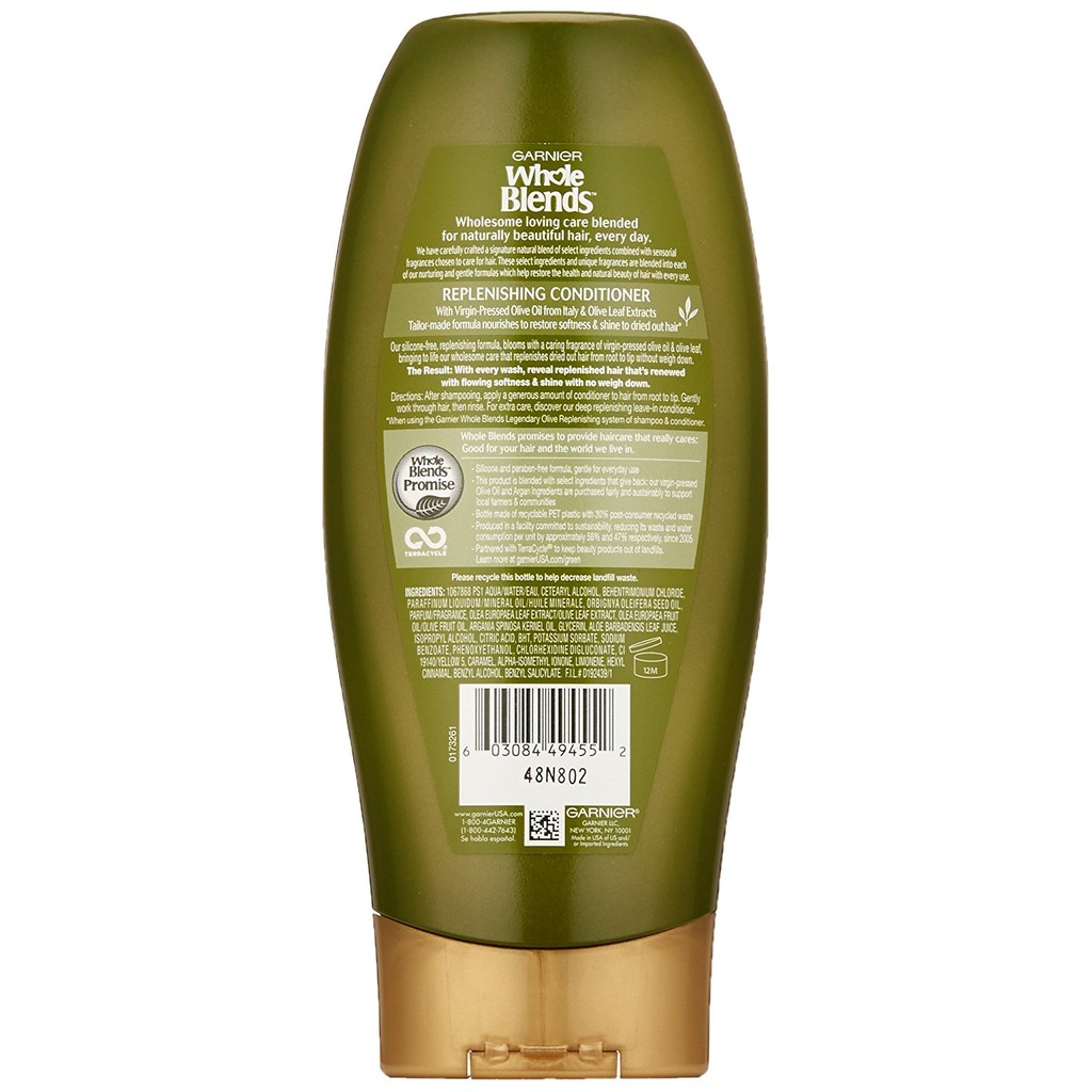 Dầu Xả Chiết Xuất Oliu Garnier Hair Care Whole Blends Legendary Olive Replenishing Conditioner 370ml/650ml (Mỹ)