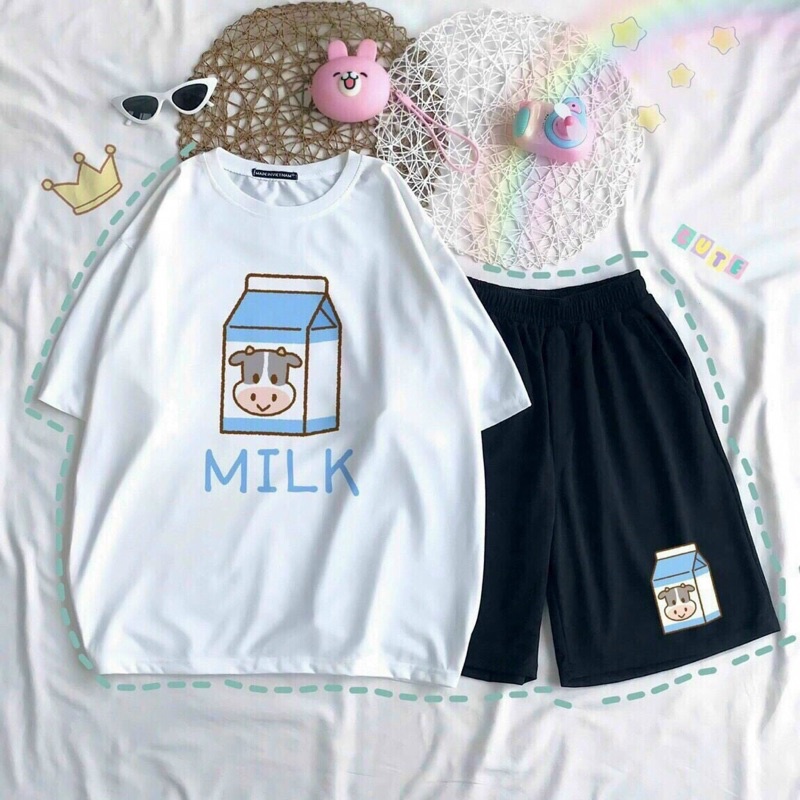 Set bộ đùi cartoon hoạt hình áo 3D + Quần đùi - Set bộ quần áo nữ Unisex Freesize 38-70kg