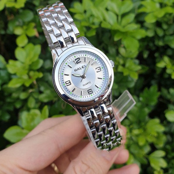 Đồng hồ nữ Halei dây bạc chính hãng chống nước kim dạ quang