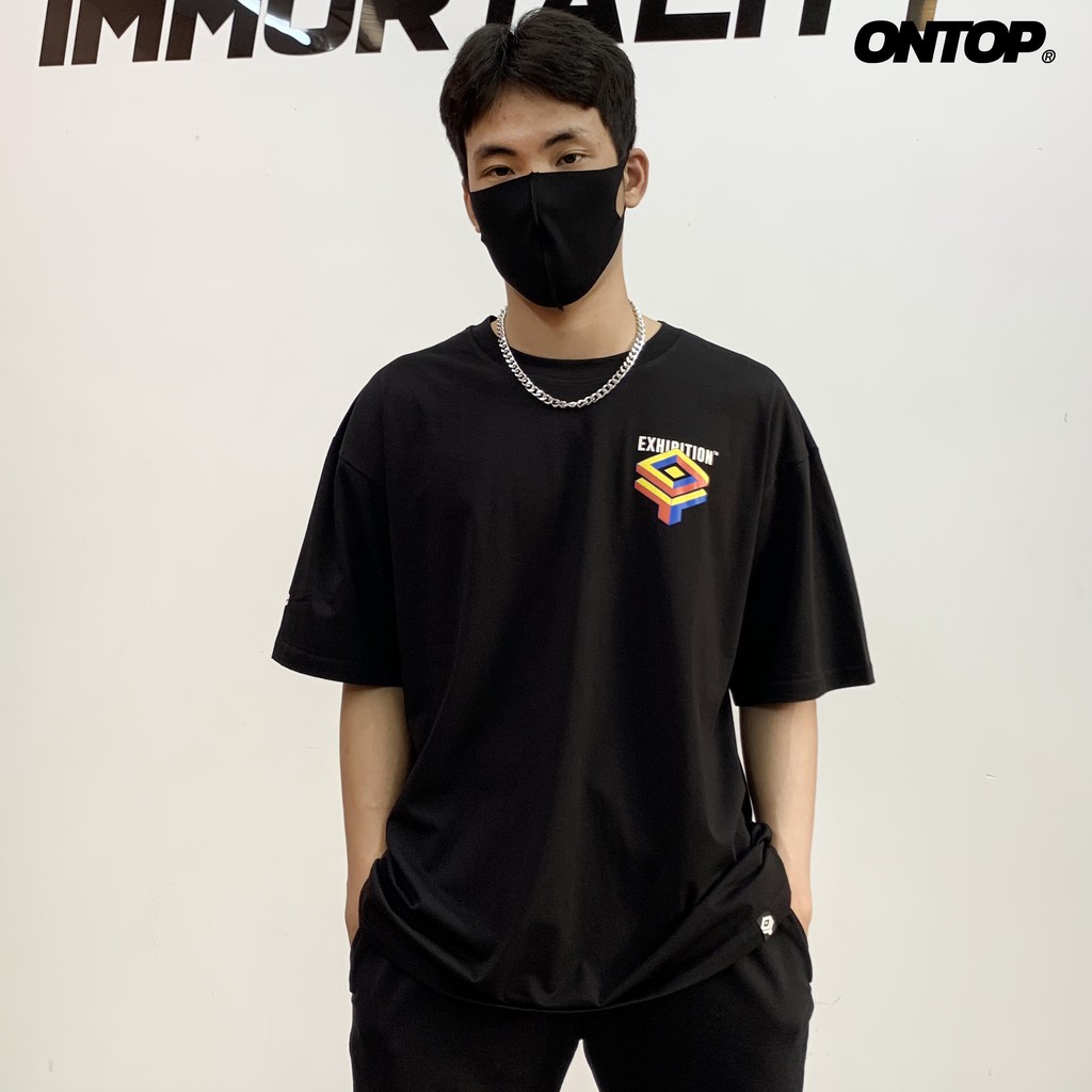 Áo thun local brand chính hãng ONTOP form rộng tay lỡ màu đen - Decon