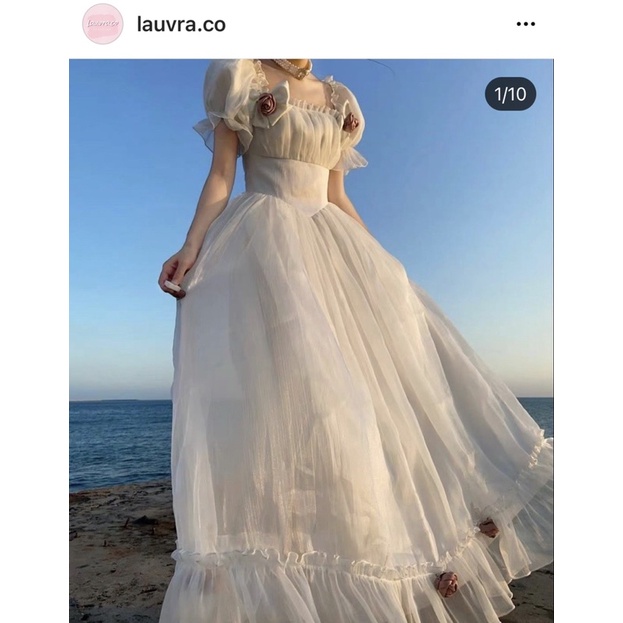 VÁY TRẮNG CÔNG CHÚA TIỂU THƯ DÀI XOÈ DỰ TIỆC CHỤP ẢNH CƯỚI PROM KỶ YẾU VINTAGE GIÁ RẺ ĐẦM TRẮNG DÀI XOÈ HÀN QUỐC
