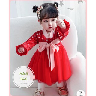 váy hanbook đỏ cho bé gái