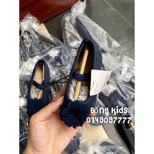 Giày Ballet Bé Gái Đính Hoa Xanh Navy MotherC(không tag giấy)