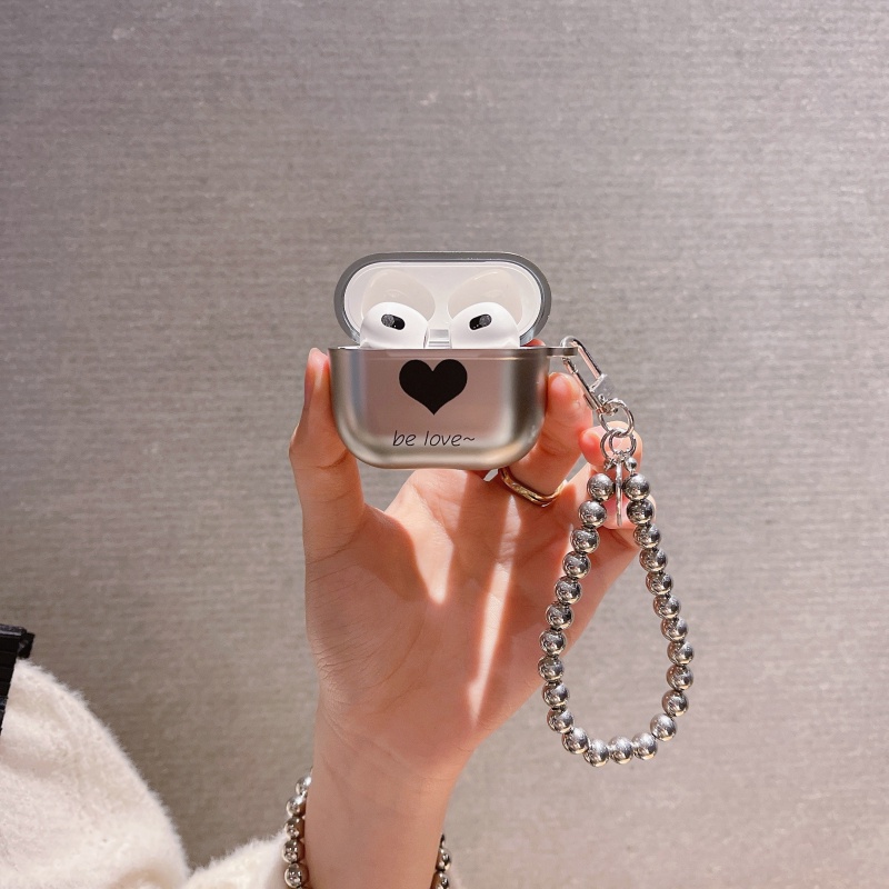 Vỏ Bảo Vệ Hộp Sạc Tai Nghe AirPods Pro 3 2 1 Mạ Điện Cứng Kèm Dây Đeo Tiện Dụng