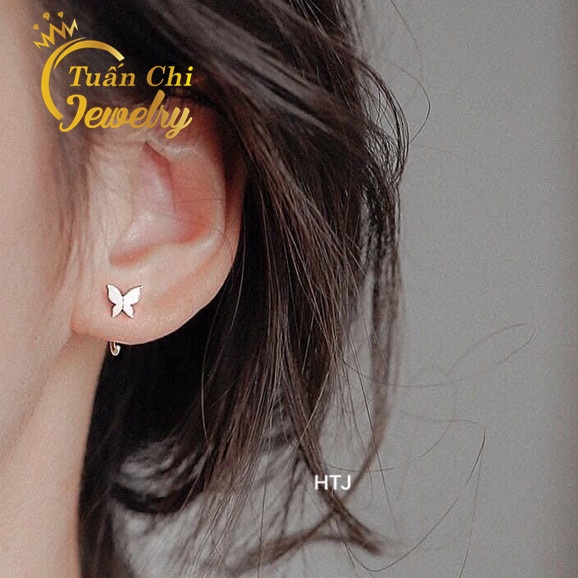 HÀNG SẴN Bông Tai Nữ, Khuyên Tai Bạc Hình Con Bướm Dễ Thương