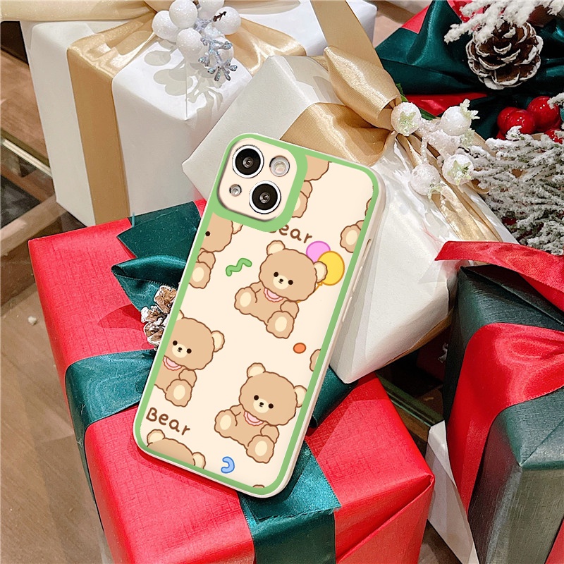 Ốp iphone - Ốp lưng iphone cạnh vuông Bear bóng bay dành cho ip 6 đến 14promax - ng054