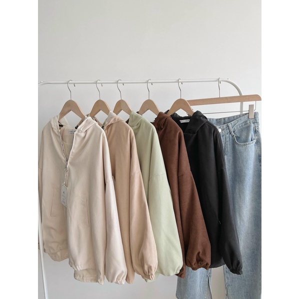 Áo khoác nữ có mũ tay bồng Chất nhung tăm lì ẢNH THẬT