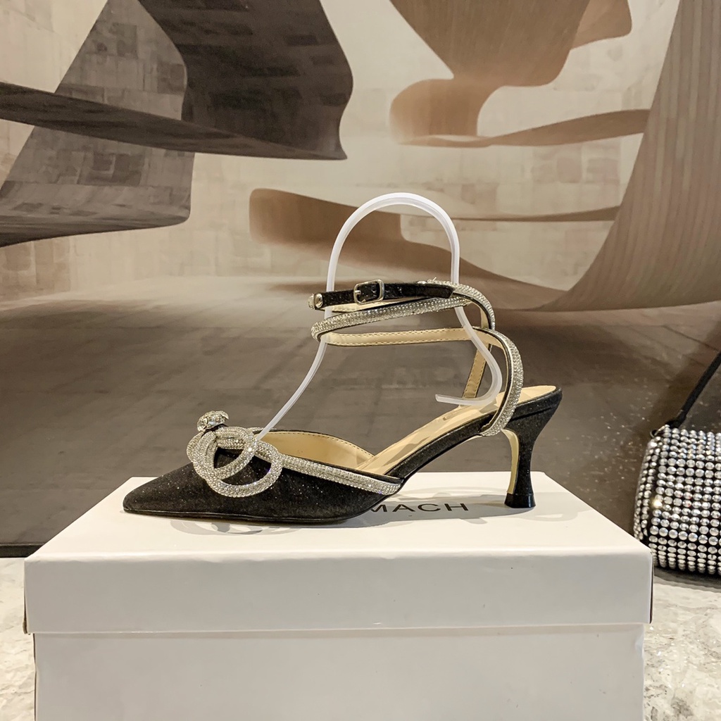 Giày cao gót 8cm mũi nhọn đính đá thời trang quyến rũ cho nữ