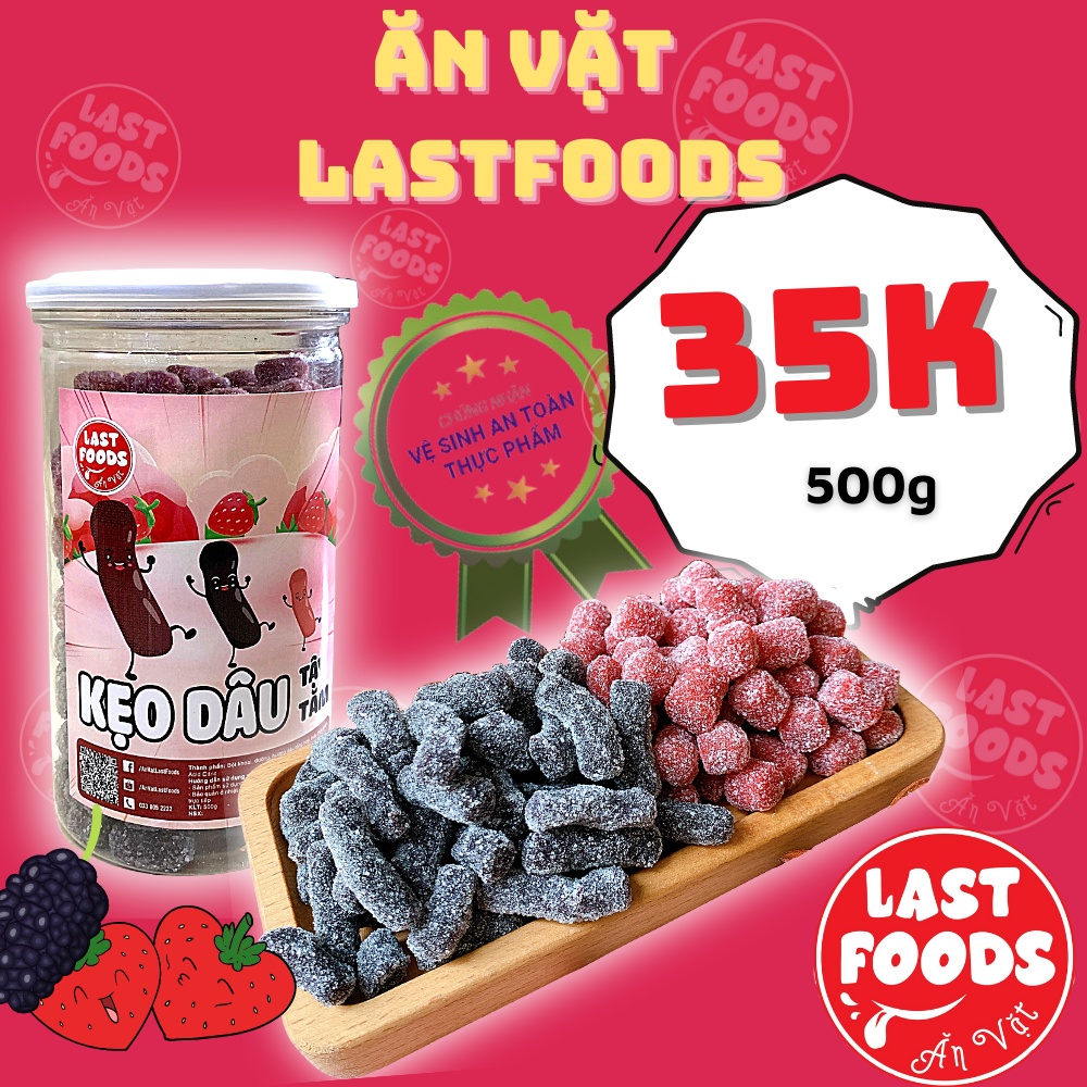 Kẹo dâu tây dâu tằm 500g hũ pet ,ăn vặt LASTFOODS Hà Nội với các mẫu đồ ăn vặt các miền đầy đủ hương vị thơm ngon giá rẻ