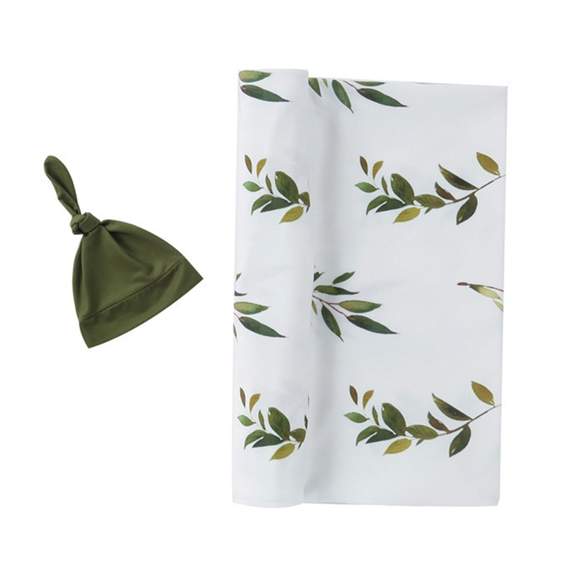 Bộ 2 Món Gồm Túi Ngủ Dạng Chăn + Mũ In Họa Tiết Thắt Nút Cho Bé Sơ Sinh