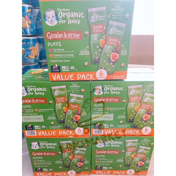 Sale 12/23 Bánh ăn dặm Gerber Puffs ngôi sao cho bé từ 8 tháng đủ vị