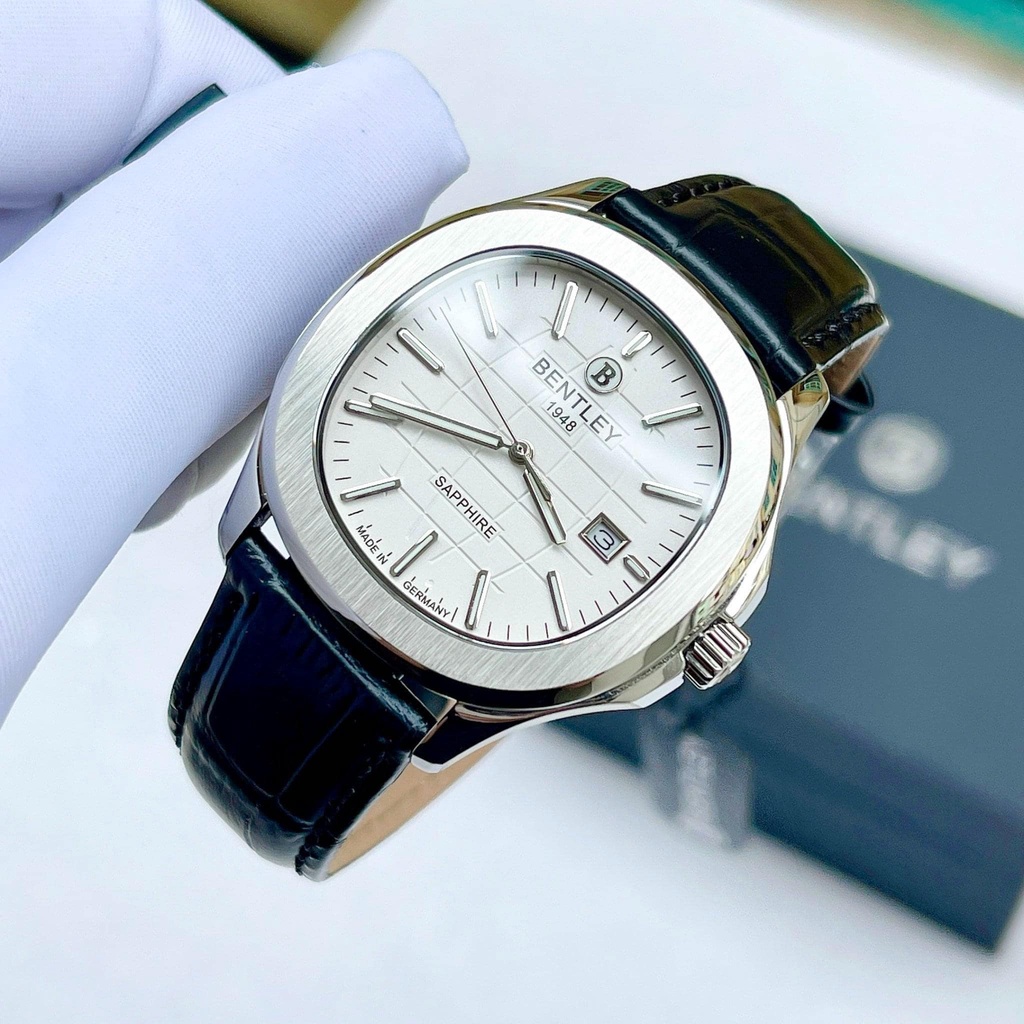 Đồng hồ cặp đôi cao cấp Bentley Nautilus BL1869 dây da, vành trơn chính hãng - Giá 1 chiếc