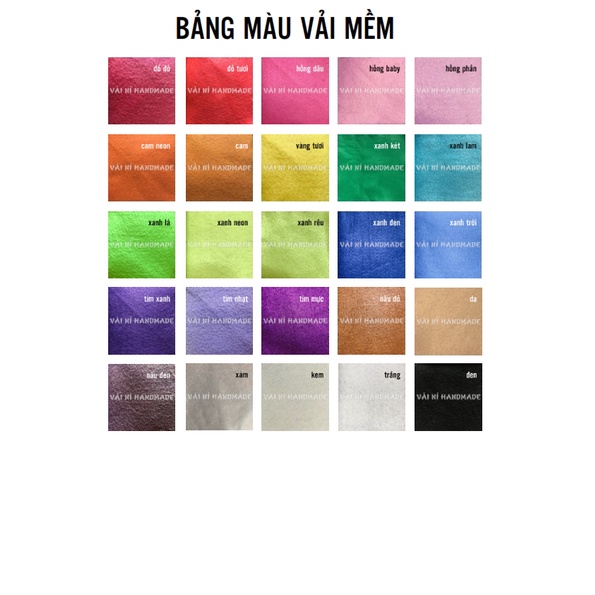 VẢI NỈ MỀM 90x90cm may thú nhồi bông, làm túi ví đồ chơi, làm hoa lá trái cây