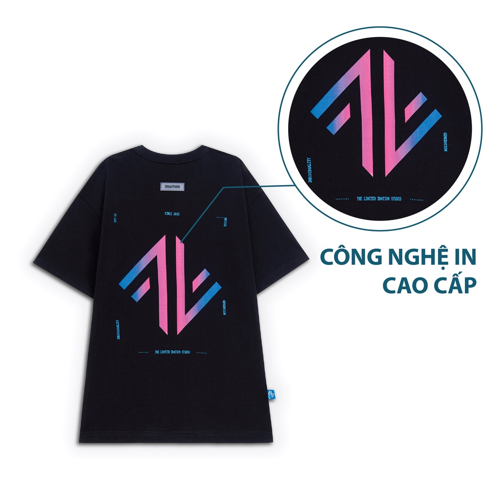Áo thun ZNATION Gradient Tee Unisex Oversize Màu Đen Form Rộng Nam Nữ