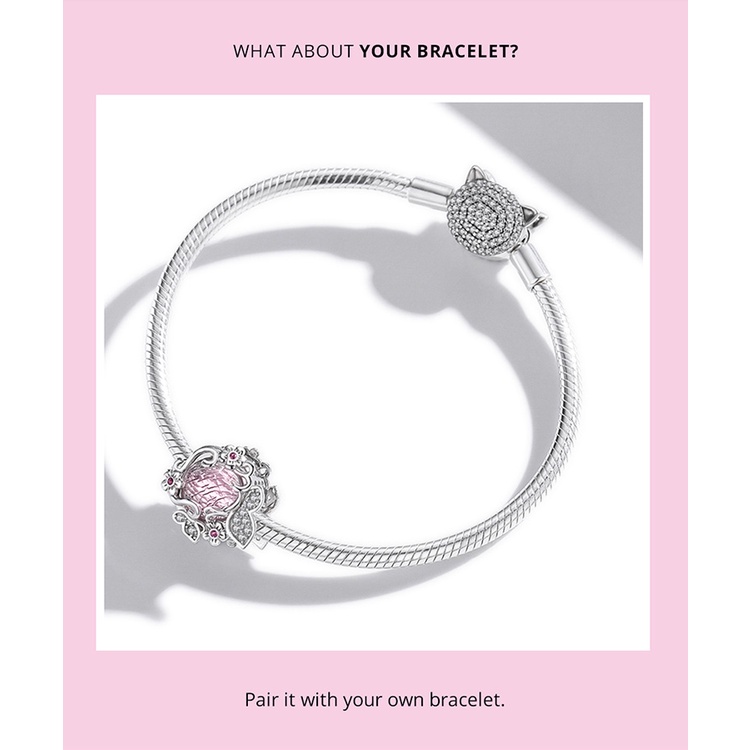 Phụ kiện BAMOER BSC552 bằng bạc 925 họa tiết bướm thời trang dùng làm vòng tay DIY đẹp mắt