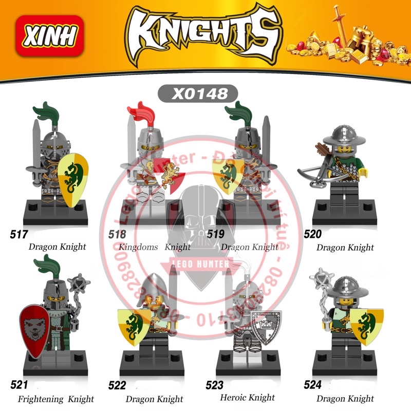 knight medieval X 0148 minifigures mô hình lắp ráp nhân vật hiệp sỹ , chiến binh trung cổ