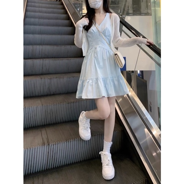 Pass thanh lý váy yếm xanh dương xinh