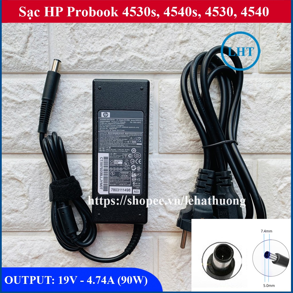 Sạc Laptop HP Probook 4530s 4540s OUTPUT 19V - 4.74A (90W) Chân Kim To kích thước 7.4mm x 5.0mm - Hàng Nhập Khẩu