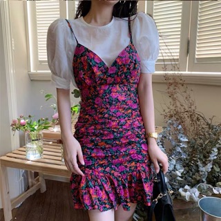 Bigsize S-4XL Set rời áo tay bồng + yếm hoa