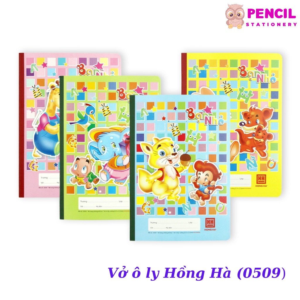 Vở 4 Ô Ly 48 Trang Hồng Hà School Bạn Nhỏ, Tập Vở Viết Học Sinh Cho Bé Giấy Dày Đẹp Hàng Sẵn