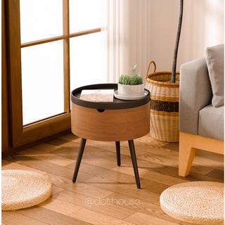 Bàn trà phong cách bắc âu màu óc chó 43.5cm - có hộc đựng đồ - doti house