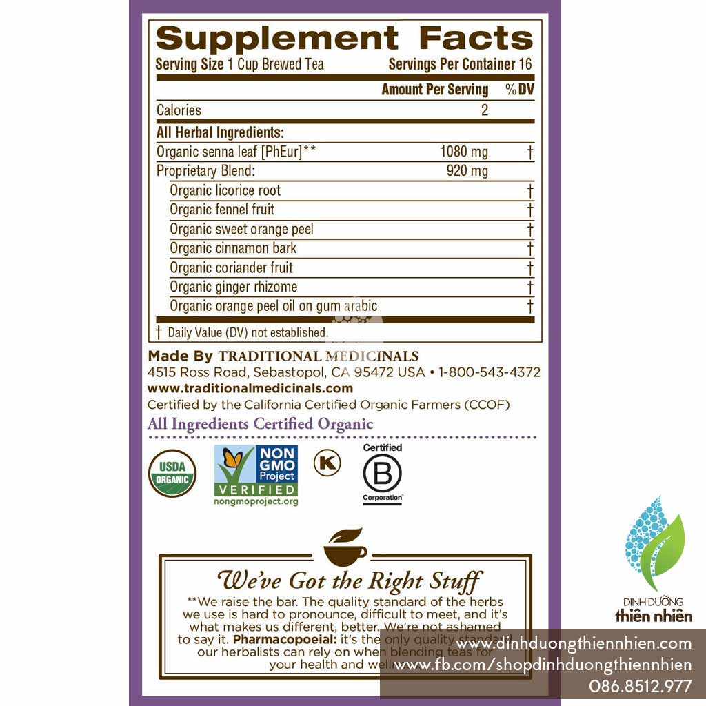 Trà Hữu Cơ Thảo Mộc Traditional Medicinals Smooth Move