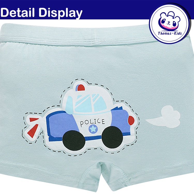 [THOMAS KIDS] Bộ 3 Quần Lót Boxer Vải Cotton Mềm Mại In Họa Tiết Khủng Long Dễ Thương Cho Bé Trai