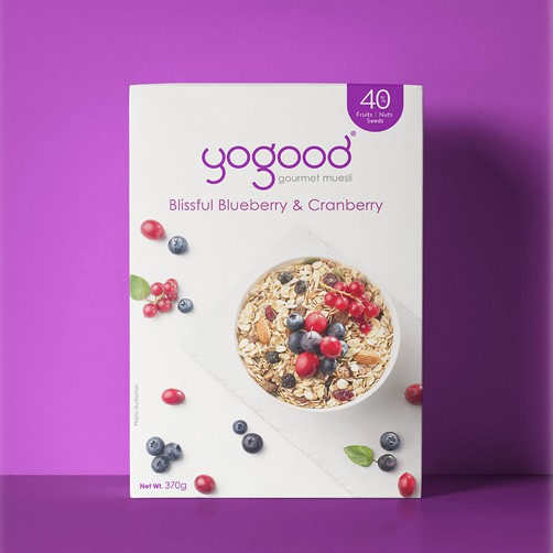 Ngũ cốc Muesli nguyên cám vị việt quất - Yogood Blissful Blueberry &amp; Cranberry - Hộp 360g